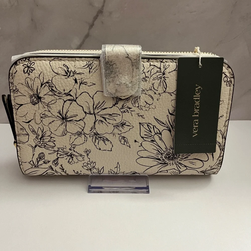 Vera Bradley Cream and Black Floral Wristlet & Wallet Set - Picture 8 of 14